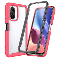 Carcasa Bumper Funda Silicona Transparente 360 Grados ZJ3 para Xiaomi Redmi K40 Pro+ Plus 5G Rojo