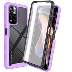 Carcasa Bumper Funda Silicona Transparente 360 Grados ZJ3 para Xiaomi Redmi Note 11 Pro+ Plus 5G Purpura Claro