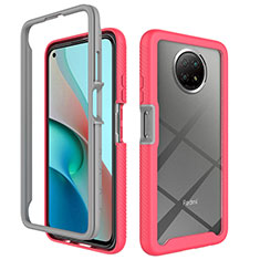 Carcasa Bumper Funda Silicona Transparente 360 Grados ZJ3 para Xiaomi Redmi Note 9T 5G Rosa Roja