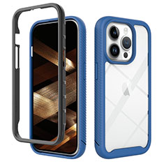 Carcasa Bumper Funda Silicona Transparente 360 Grados ZJ4 para Apple iPhone 15 Pro Azul