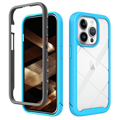 Carcasa Bumper Funda Silicona Transparente 360 Grados ZJ4 para Apple iPhone 16 Pro Azul Cielo