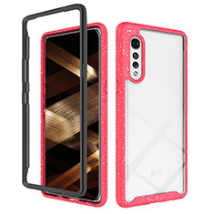 Carcasa Bumper Funda Silicona Transparente 360 Grados ZJ4 para LG Velvet 4G Rosa Roja