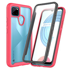 Carcasa Bumper Funda Silicona Transparente 360 Grados ZJ4 para Realme C21Y Rosa Roja