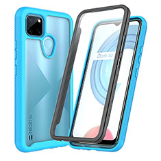 Carcasa Bumper Funda Silicona Transparente 360 Grados ZJ4 para Realme C25Y India Azul Cielo