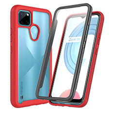 Carcasa Bumper Funda Silicona Transparente 360 Grados ZJ4 para Realme C25Y India Rojo