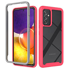Carcasa Bumper Funda Silicona Transparente 360 Grados ZJ4 para Samsung Galaxy A82 5G Rosa Roja