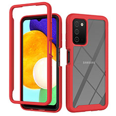 Carcasa Bumper Funda Silicona Transparente 360 Grados ZJ4 para Samsung Galaxy F02S SM-E025F Rojo