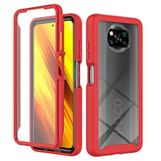 Carcasa Bumper Funda Silicona Transparente 360 Grados ZJ4 para Xiaomi Poco X3 NFC Rojo