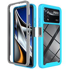 Carcasa Bumper Funda Silicona Transparente 360 Grados ZJ4 para Xiaomi Poco X4 Pro 5G Azul Cielo