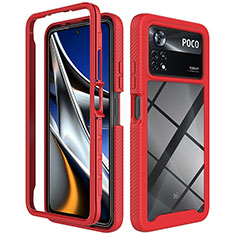 Carcasa Bumper Funda Silicona Transparente 360 Grados ZJ4 para Xiaomi Poco X4 Pro 5G Rojo