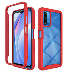 Carcasa Bumper Funda Silicona Transparente 360 Grados ZJ4 para Xiaomi Redmi 9T 4G Rojo