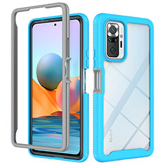 Carcasa Bumper Funda Silicona Transparente 360 Grados ZJ4 para Xiaomi Redmi Note 10 Pro 4G Azul Cielo