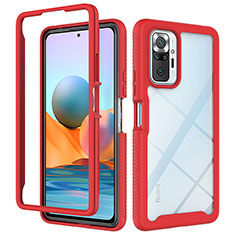 Carcasa Bumper Funda Silicona Transparente 360 Grados ZJ4 para Xiaomi Redmi Note 10 Pro Max Rojo