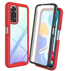 Carcasa Bumper Funda Silicona Transparente 360 Grados ZJ4 para Xiaomi Redmi Note 11 Pro 4G Rojo