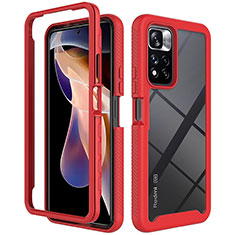 Carcasa Bumper Funda Silicona Transparente 360 Grados ZJ4 para Xiaomi Redmi Note 11 Pro+ Plus 5G Rojo