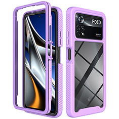 Carcasa Bumper Funda Silicona Transparente 360 Grados ZJ4 para Xiaomi Redmi Note 11E Pro 5G Purpura Claro