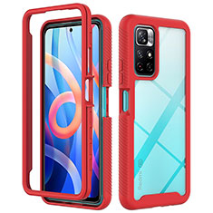 Carcasa Bumper Funda Silicona Transparente 360 Grados ZJ4 para Xiaomi Redmi Note 11S 5G Rojo