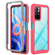 Carcasa Bumper Funda Silicona Transparente 360 Grados ZJ4 para Xiaomi Redmi Note 11S 5G Rosa Roja