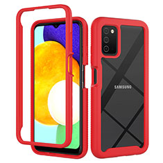 Carcasa Bumper Funda Silicona Transparente 360 Grados ZJ5 para Samsung Galaxy A02s Rojo