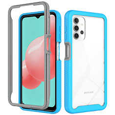 Carcasa Bumper Funda Silicona Transparente 360 Grados ZJ6 para Samsung Galaxy A32 4G Azul Cielo