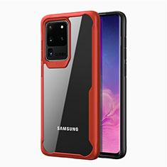 Carcasa Bumper Funda Silicona Transparente Espejo H02 para Samsung Galaxy S20 Ultra 5G Rojo