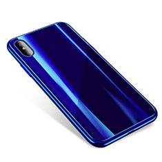 Carcasa Bumper Funda Silicona Transparente Espejo para Apple iPhone Xs Azul