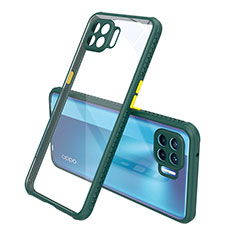 Carcasa Bumper Funda Silicona Transparente Espejo para Oppo Reno4 F Verde Noche