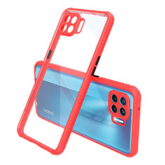 Carcasa Bumper Funda Silicona Transparente Espejo para Oppo Reno4 Lite Rojo