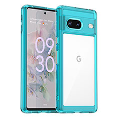 Carcasa Bumper Funda Silicona Transparente J01S para Google Pixel 7 5G Azul