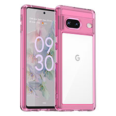 Carcasa Bumper Funda Silicona Transparente J01S para Google Pixel 7 5G Rosa Roja