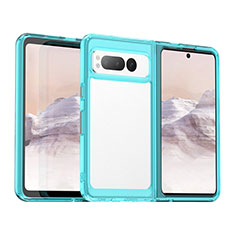 Carcasa Bumper Funda Silicona Transparente J01S para Google Pixel Fold 5G Azul