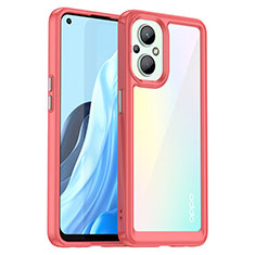 Carcasa Bumper Funda Silicona Transparente J01S para Oppo Reno7 Lite 5G Rojo