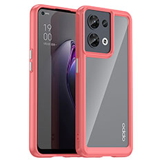 Carcasa Bumper Funda Silicona Transparente J01S para Oppo Reno8 5G Rojo