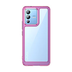 Carcasa Bumper Funda Silicona Transparente J01S para Vivo V23 5G Purpura Claro