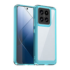 Carcasa Bumper Funda Silicona Transparente J01S para Xiaomi Mi 14 Pro 5G Cian