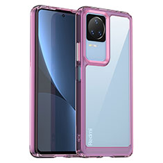 Carcasa Bumper Funda Silicona Transparente J01S para Xiaomi Poco F4 5G Purpura Claro