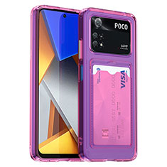 Carcasa Bumper Funda Silicona Transparente J01S para Xiaomi Poco M4 Pro 4G Purpura Claro