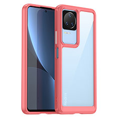 Carcasa Bumper Funda Silicona Transparente J01S para Xiaomi Redmi K40S 5G Rojo