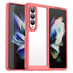 Carcasa Bumper Funda Silicona Transparente J02S para Samsung Galaxy Z Fold3 5G Rojo