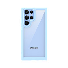 Carcasa Bumper Funda Silicona Transparente M03 para Samsung Galaxy S22 Ultra 5G Azul