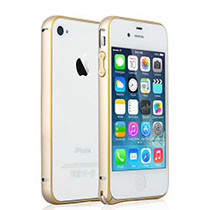 Carcasa Bumper Lujo Marco de Aluminio para Apple iPhone 4 Oro