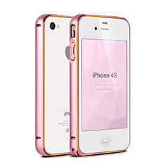 Carcasa Bumper Lujo Marco de Aluminio para Apple iPhone 4 Rosa