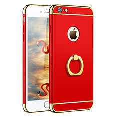 Carcasa Bumper Lujo Marco de Metal y Plastico con Anillo de dedo Soporte A01 para Apple iPhone 6S Rojo