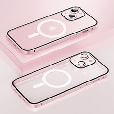 Carcasa Bumper Lujo Marco de Metal y Plastico Funda con Mag-Safe Magnetic Bling-Bling LF1 para Apple iPhone 13 Oro Rosa
