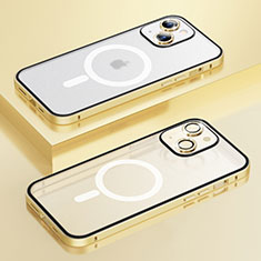 Carcasa Bumper Lujo Marco de Metal y Plastico Funda con Mag-Safe Magnetic Bling-Bling LF1 para Apple iPhone 14 Oro