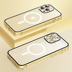 Carcasa Bumper Lujo Marco de Metal y Plastico Funda con Mag-Safe Magnetic Bling-Bling LF1 para Apple iPhone 14 Pro Oro