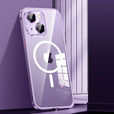 Carcasa Bumper Lujo Marco de Metal y Plastico Funda con Mag-Safe Magnetic JL1 para Apple iPhone 15 Morado