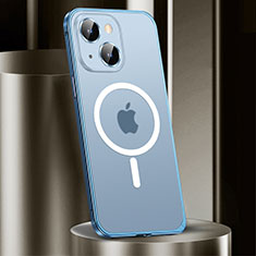 Carcasa Bumper Lujo Marco de Metal y Plastico Funda con Mag-Safe Magnetic JL2 para Apple iPhone 14 Azul