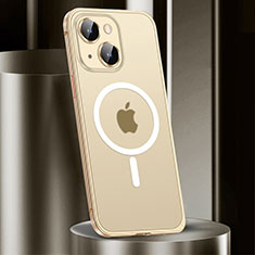 Carcasa Bumper Lujo Marco de Metal y Plastico Funda con Mag-Safe Magnetic JL2 para Apple iPhone 14 Oro