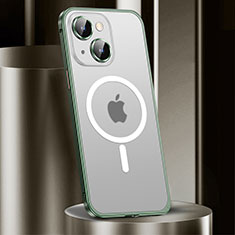 Carcasa Bumper Lujo Marco de Metal y Plastico Funda con Mag-Safe Magnetic JL2 para Apple iPhone 14 Verde